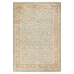 One-of-a-kind Hand Made Contemporary Eclectic Light Blue Area Rug