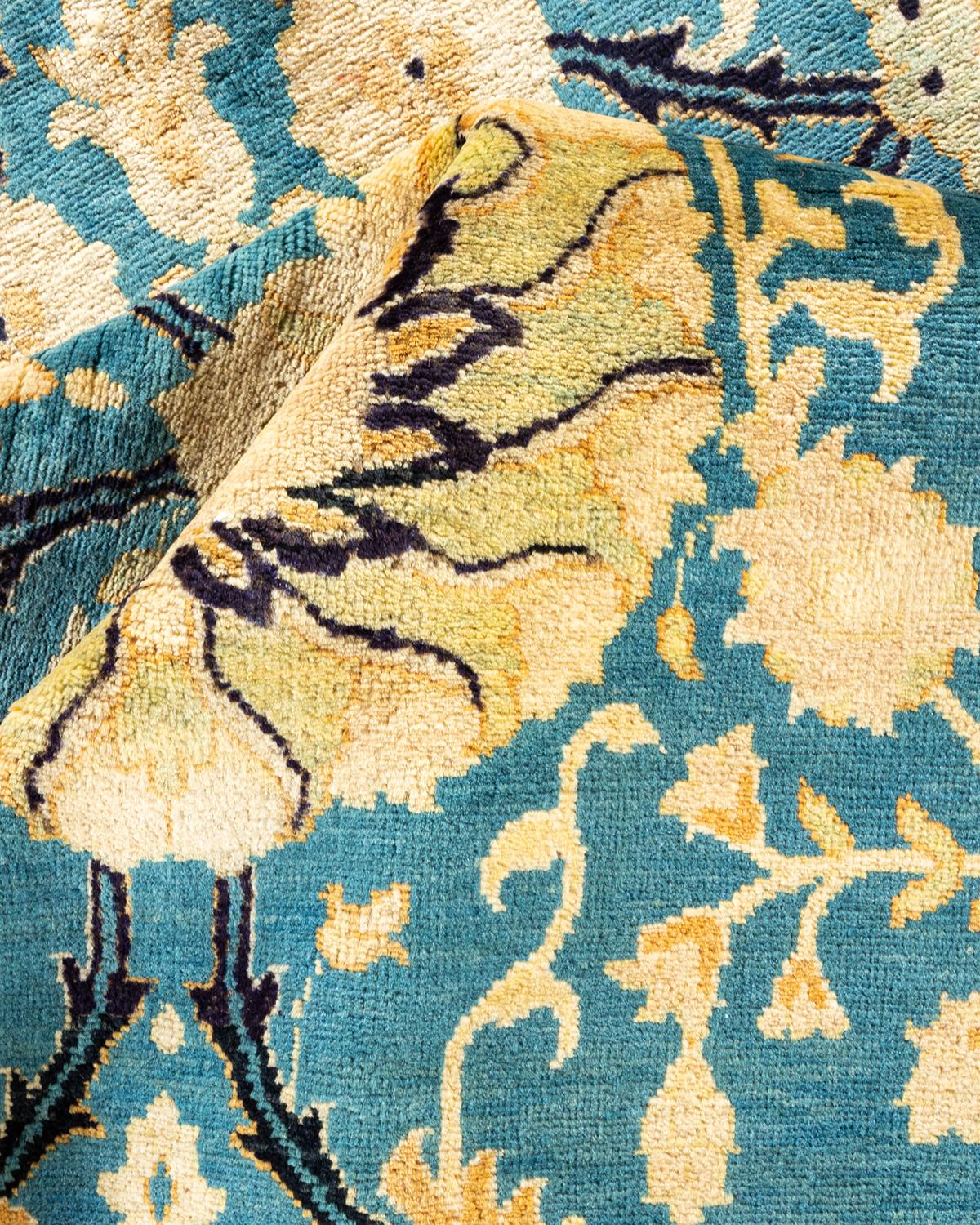 Autre Tapis contemporain bleu clair éclectique fait à la main unique en son genre en vente