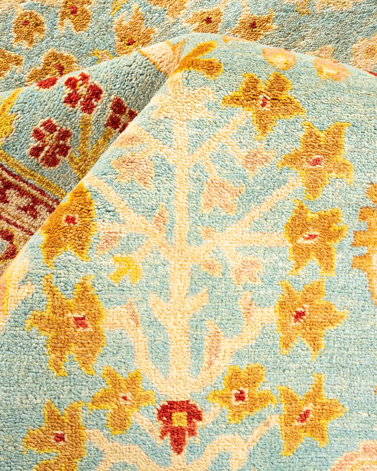 Other One-of-a-kind Hand Made Contemporary Eclectic Light Blue Area Rug For Sale