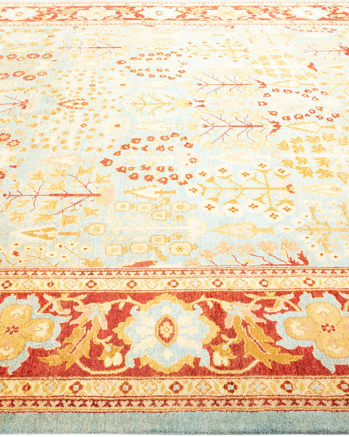 One-of-a-kind Hand Made Contemporary Eclectic Light Blue Area Rug In New Condition For Sale In Norwalk, CT