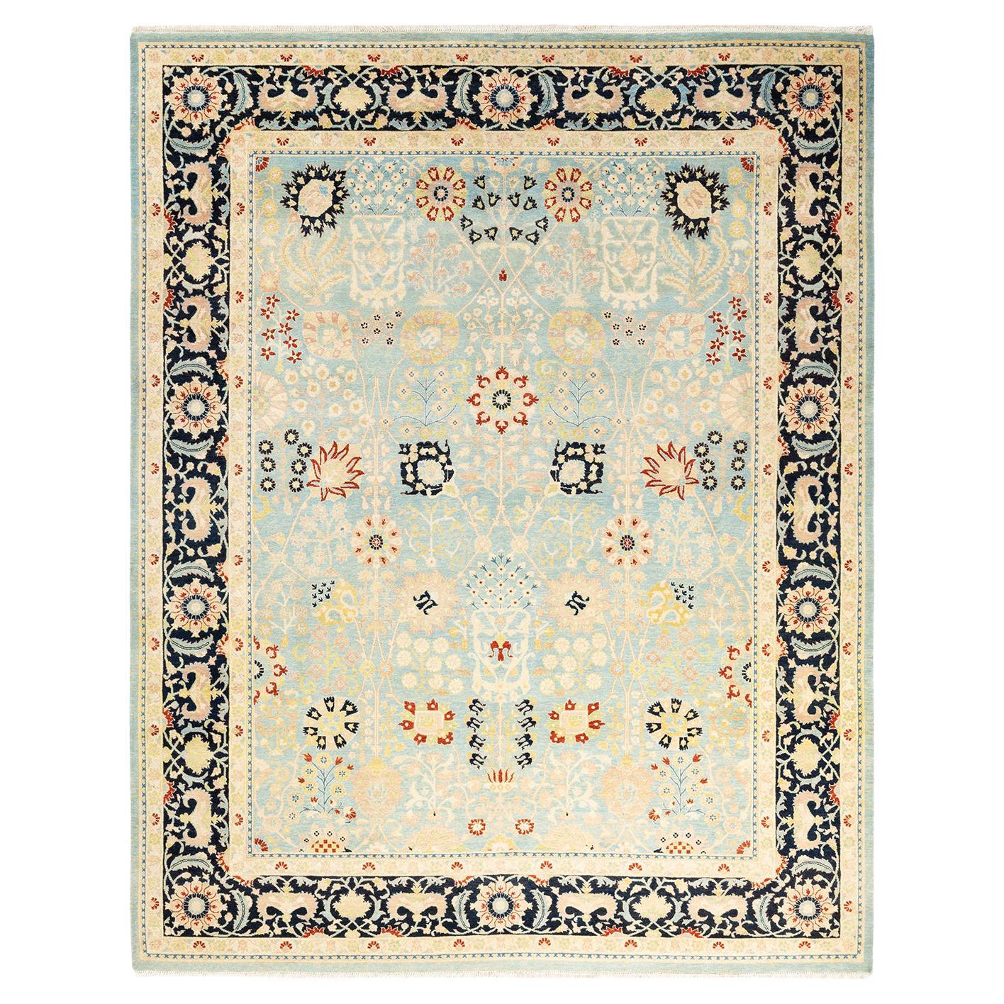 OneOfAKind Hand Made Contemporary Eclectic Light Blue Area Rug For