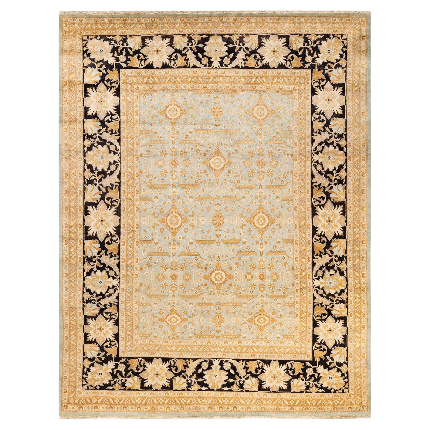 Unikat Hand Made Contemporary Eclectic Light Blue Area Rug im Angebot