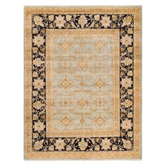 One-of-a-kind Hand Made Contemporary Eclectic Light Blue Area Rug