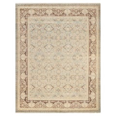 One-of-a-kind Hand Made Contemporary Eclectic Light Blue Area Rug