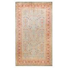 One-of-a-kind Hand Made Contemporary Eclectic Light Blue Area Rug