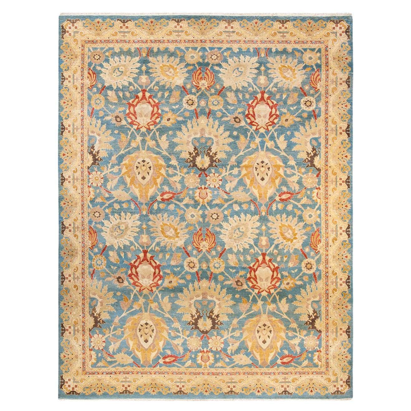 One-Of-A-Kind Hand Made Contemporary Eclectic Light Blue Area Rug For ...