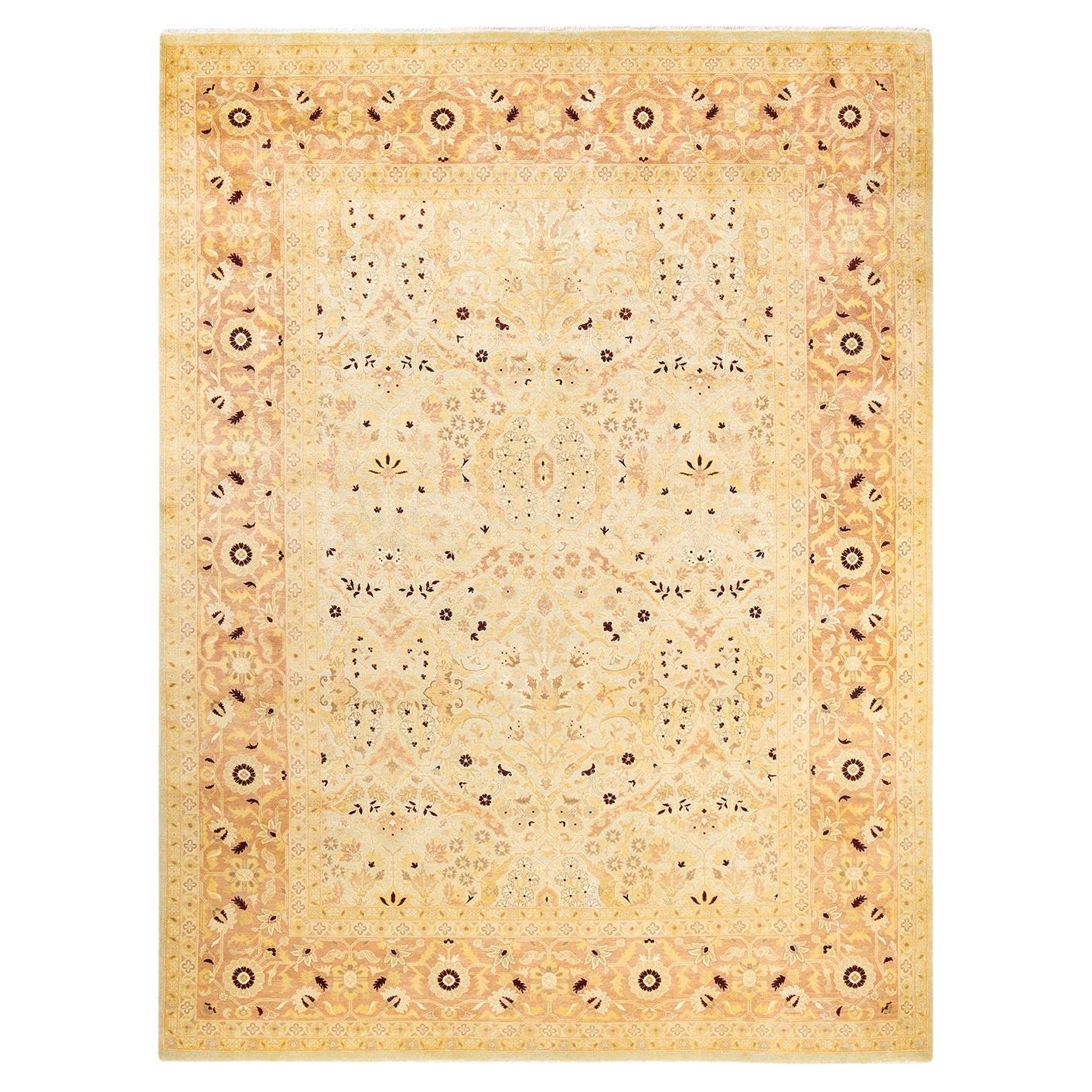 One-Of-A-Kind Hand Made Contemporary Eclectic Light Blue Area Rug For Sale