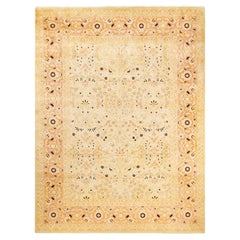 One-Of-A-Kind Hand Made Contemporary Eclectic Light Blue Area Rug