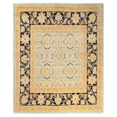 One-of-a-kind Hand Made Contemporary Eclectic Light Blue Area Rug