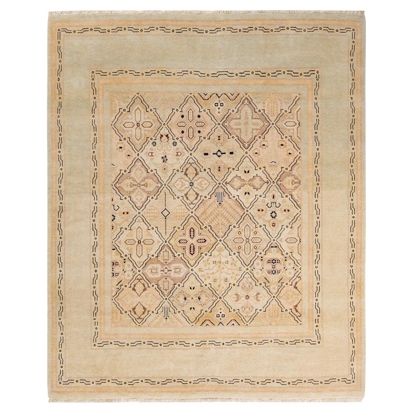 One-of-a-kind Hand Made Contemporary Eclectic Light Grey Area Rug For Sale