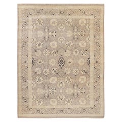 One-Of-A-Kind Hand Made Contemporary Eclectic Light Gray Area Rug