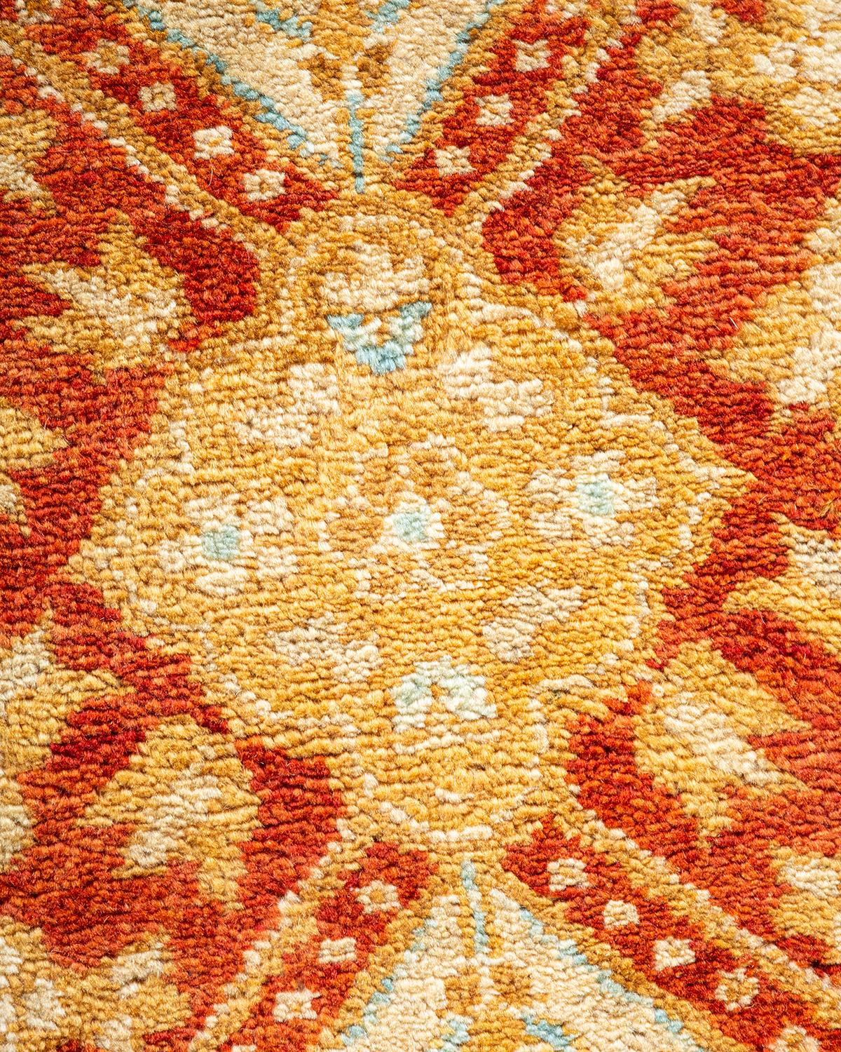 One-Of-A-Kind Hand Made Contemporary Eclectic Orange Area Rug In New Condition For Sale In Norwalk, CT