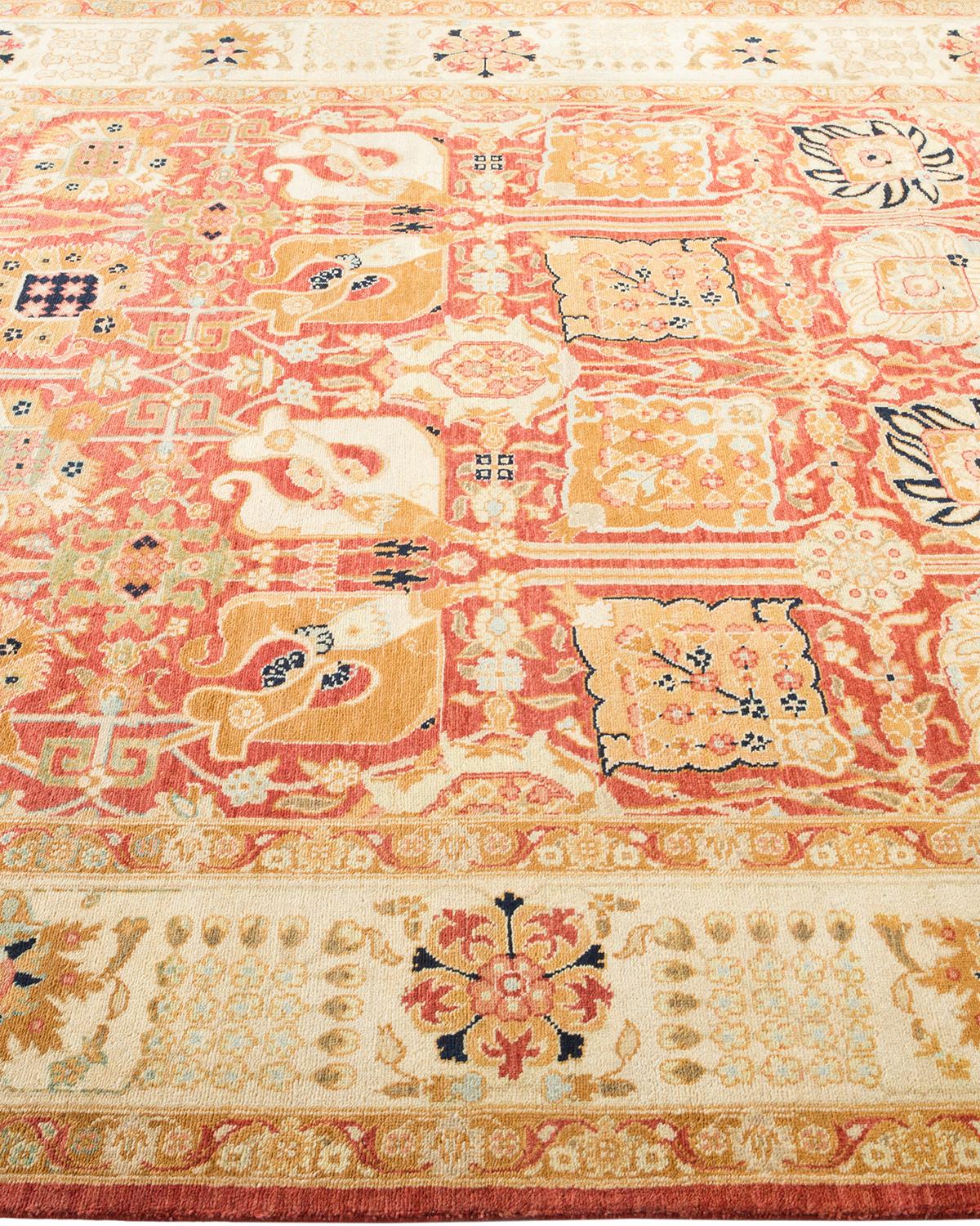 One-of-a-Kind Hand Made Contemporary Eclectic Orange Area Rug In New Condition For Sale In Norwalk, CT