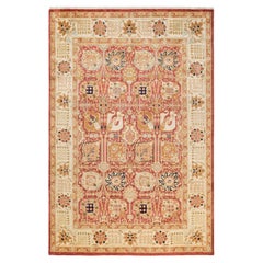 One-of-a-Kind Hand Made Contemporary Eclectic Orange Area Rug