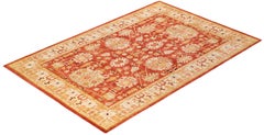 One-Of-A-Kind Hand Made Contemporary Eclectic Orange Area Rug