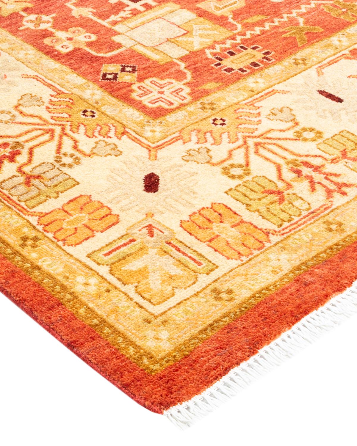 One-Of-A-Kind Hand Made Contemporary Eclectic Orange Area Rug For Sale 1