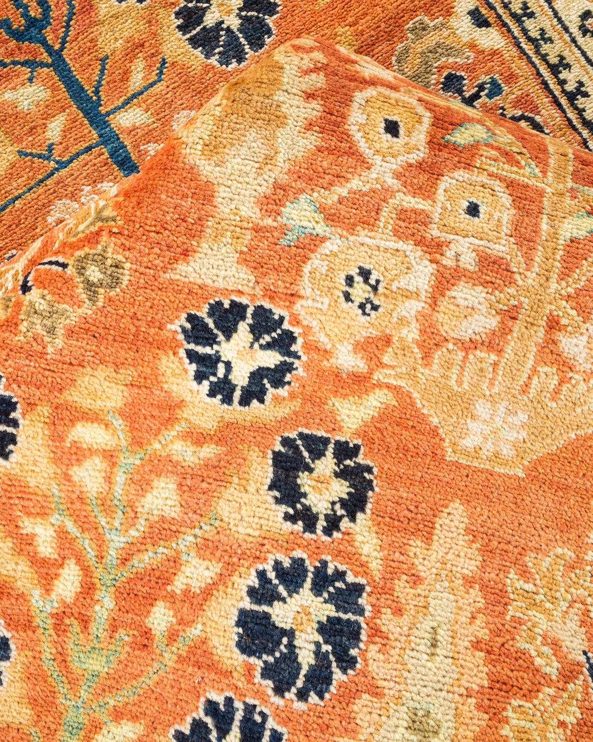 Other One-of-a-kind Hand Made Contemporary Eclectic Orange Area Rug For Sale