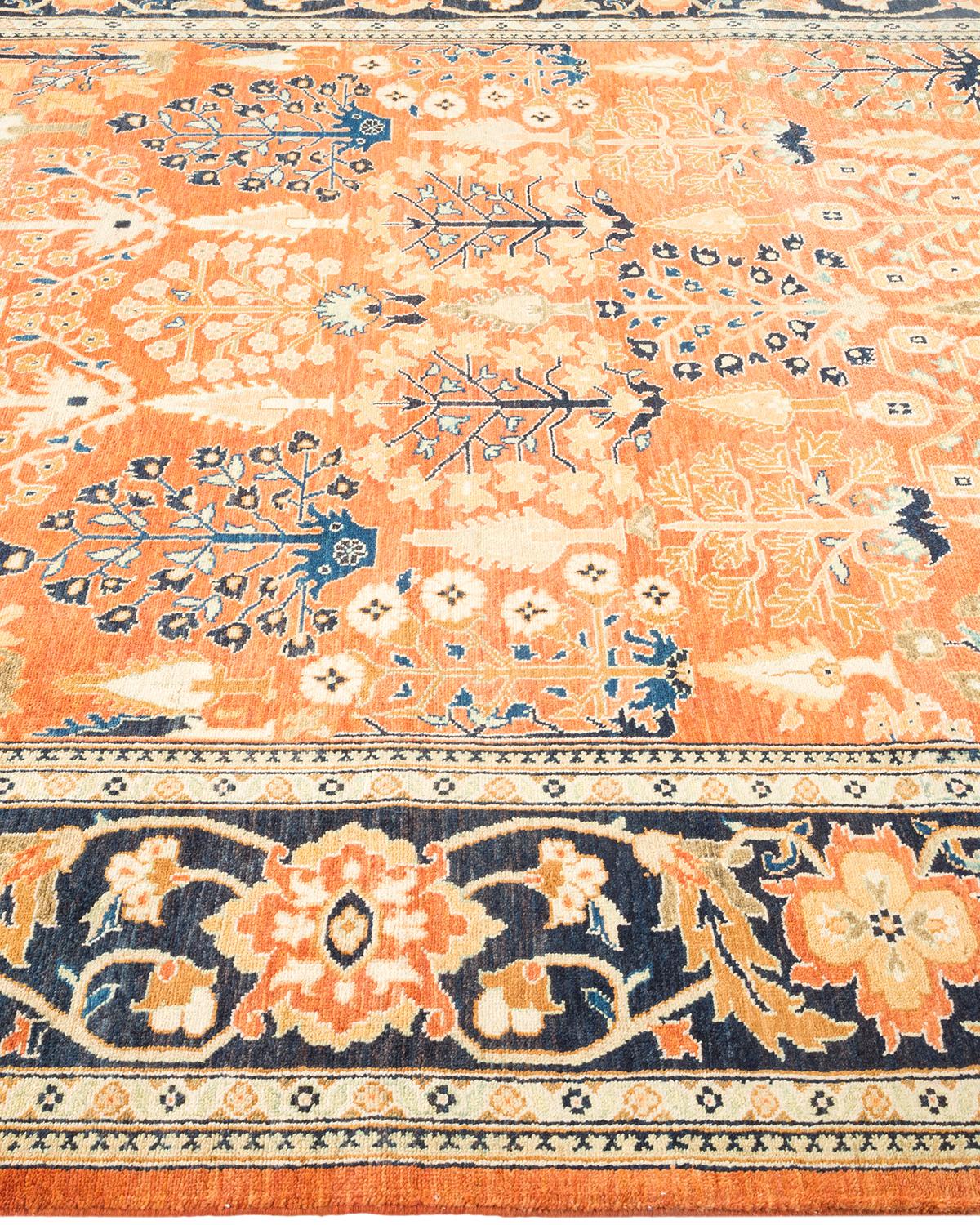 One-of-a-kind Hand Made Contemporary Eclectic Orange Area Rug In New Condition For Sale In Norwalk, CT