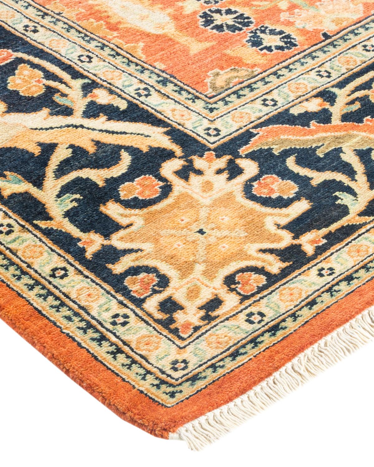 One-of-a-kind Hand Made Contemporary Eclectic Orange Area Rug For Sale 1