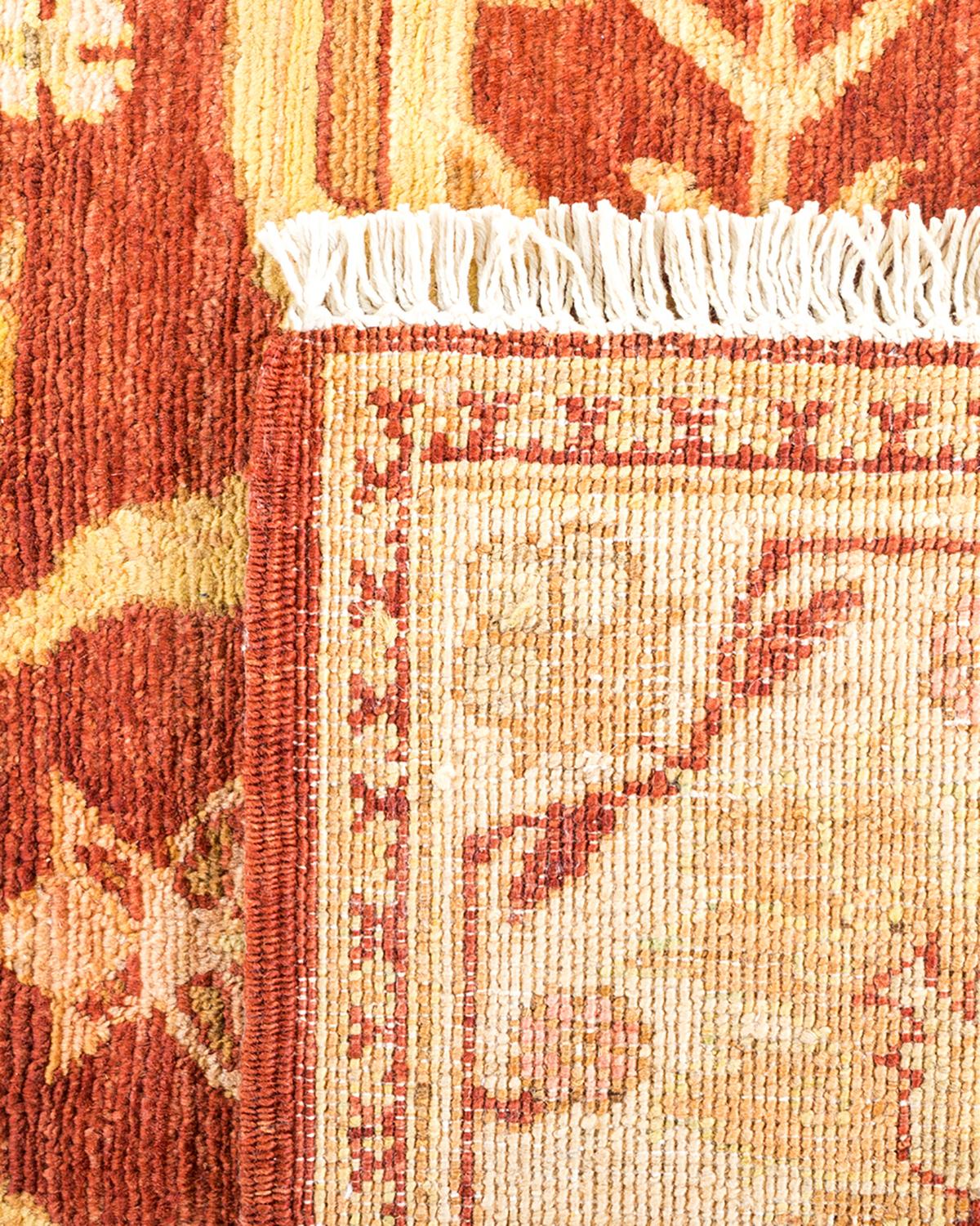 Hand-Knotted One-of-a-Kind Hand Made Contemporary Eclectic Orange Area Rug For Sale