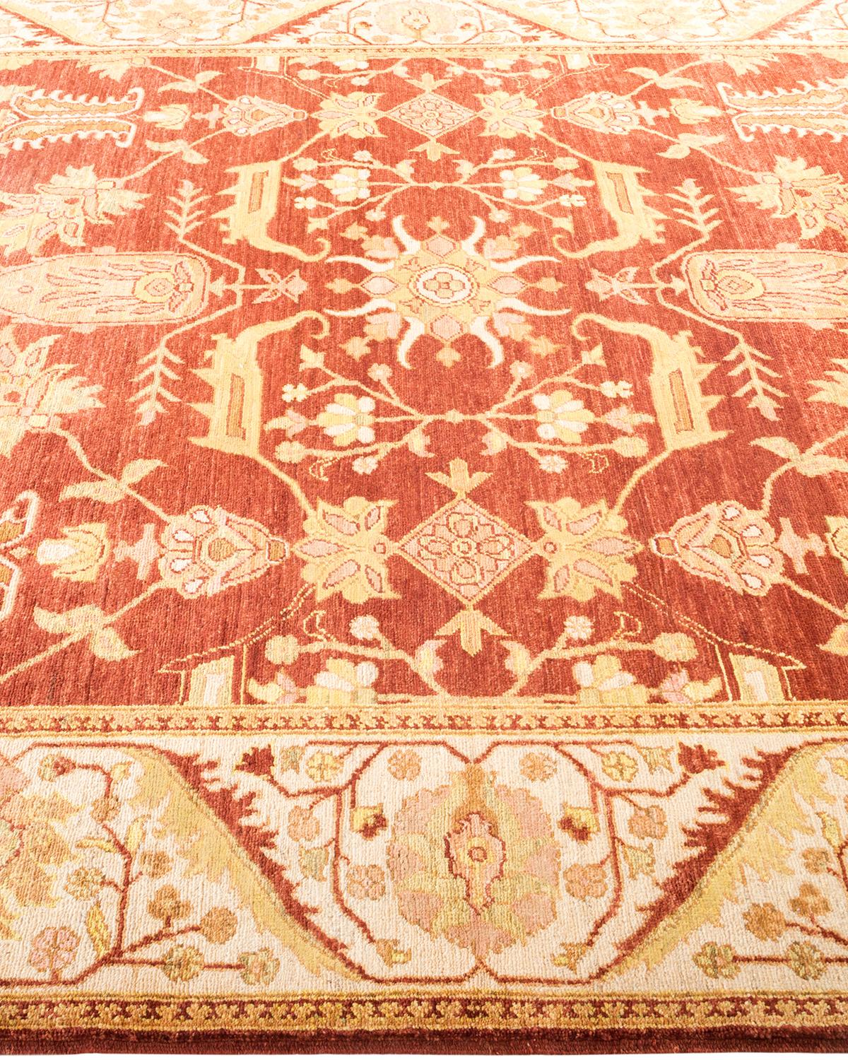 One-of-a-Kind Hand Made Contemporary Eclectic Orange Area Rug In New Condition For Sale In Norwalk, CT