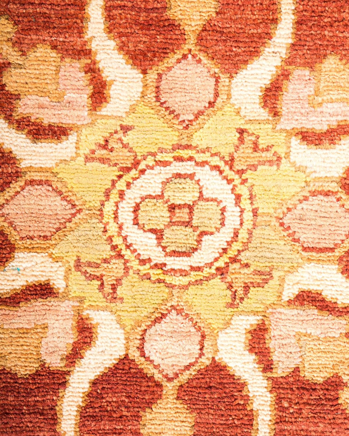 Wool One-of-a-Kind Hand Made Contemporary Eclectic Orange Area Rug For Sale