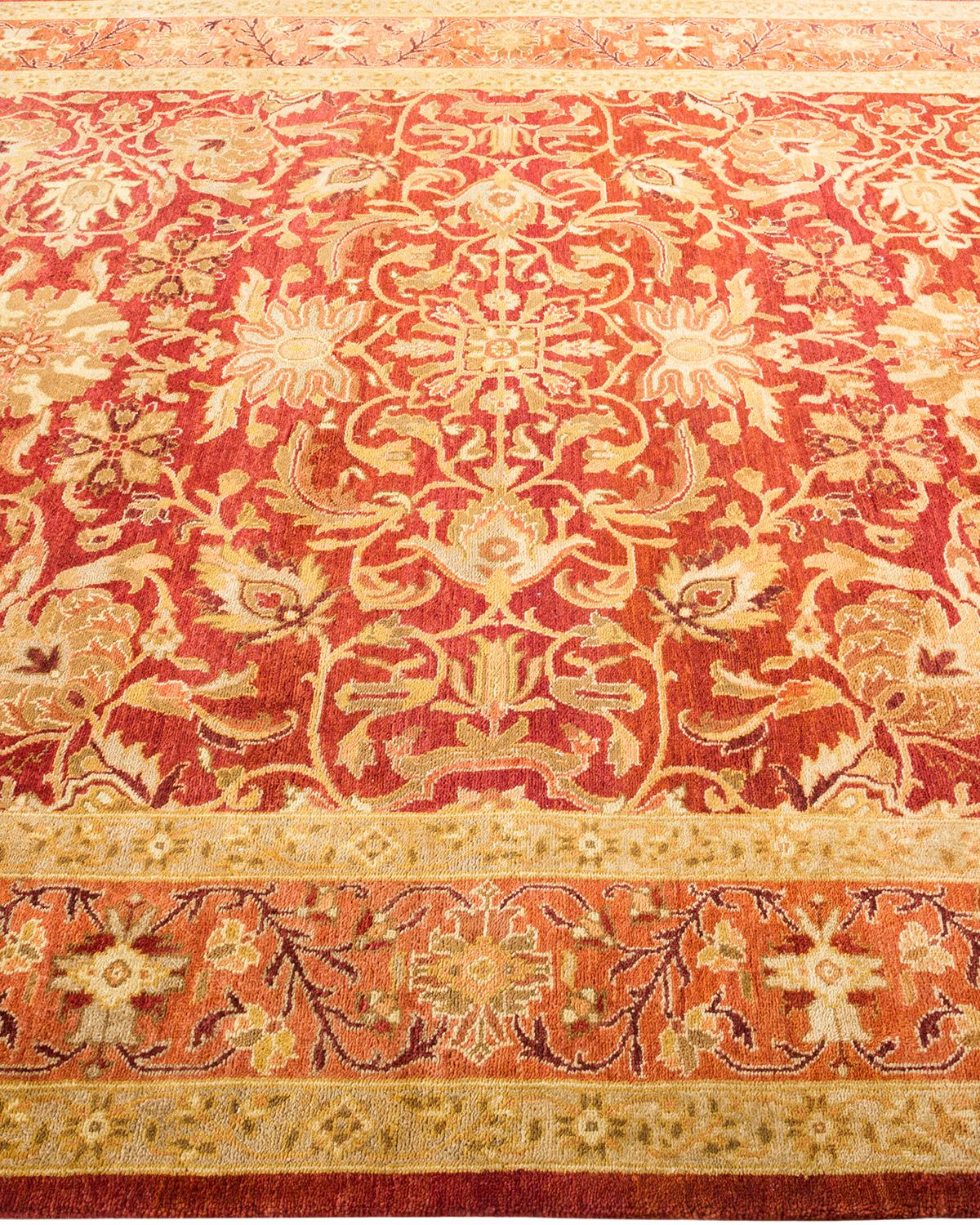 One-of-a-kind Hand Made Contemporary Eclectic Orange Area Rug In New Condition For Sale In Norwalk, CT
