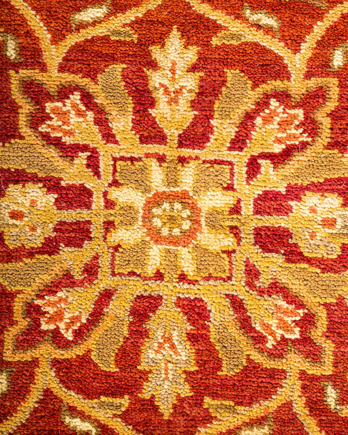 Wool One-of-a-kind Hand Made Contemporary Eclectic Orange Area Rug For Sale