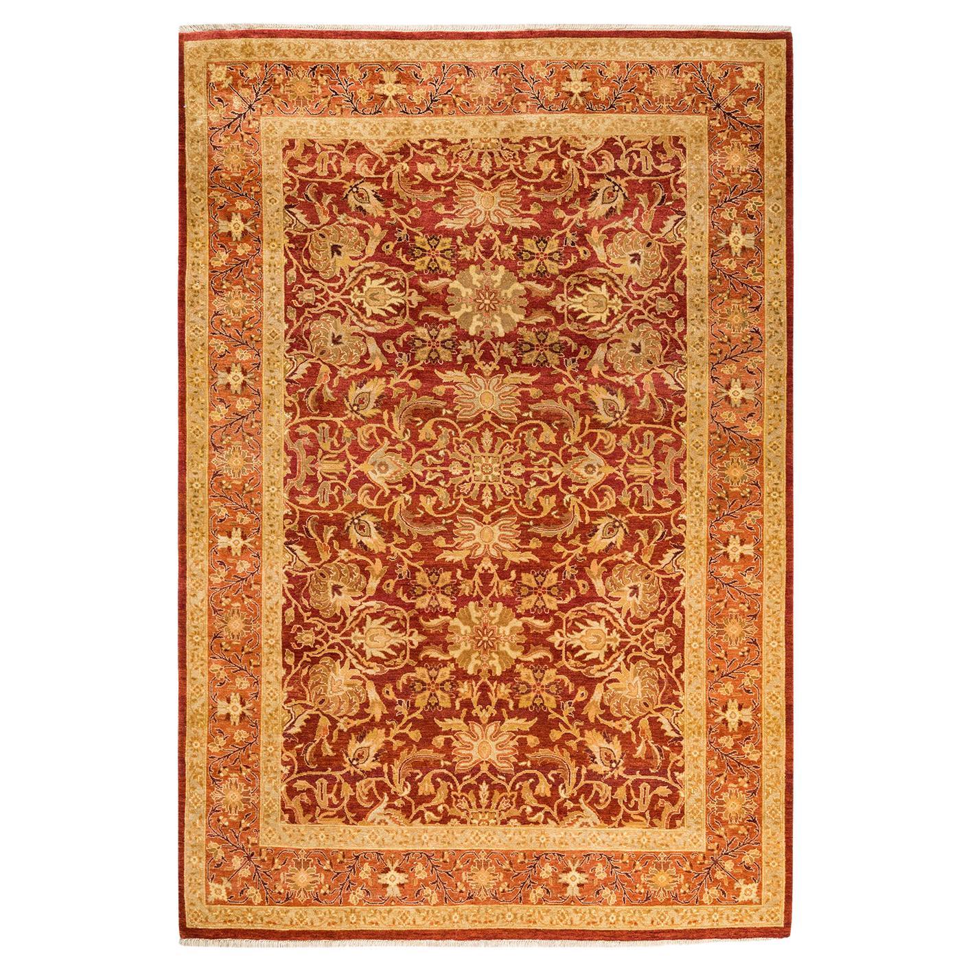 One-of-a-kind Hand Made Contemporary Eclectic Orange Area Rug For Sale