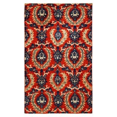One-of-a-Kind Hand Made Contemporary Eclectic Orange Area Rug