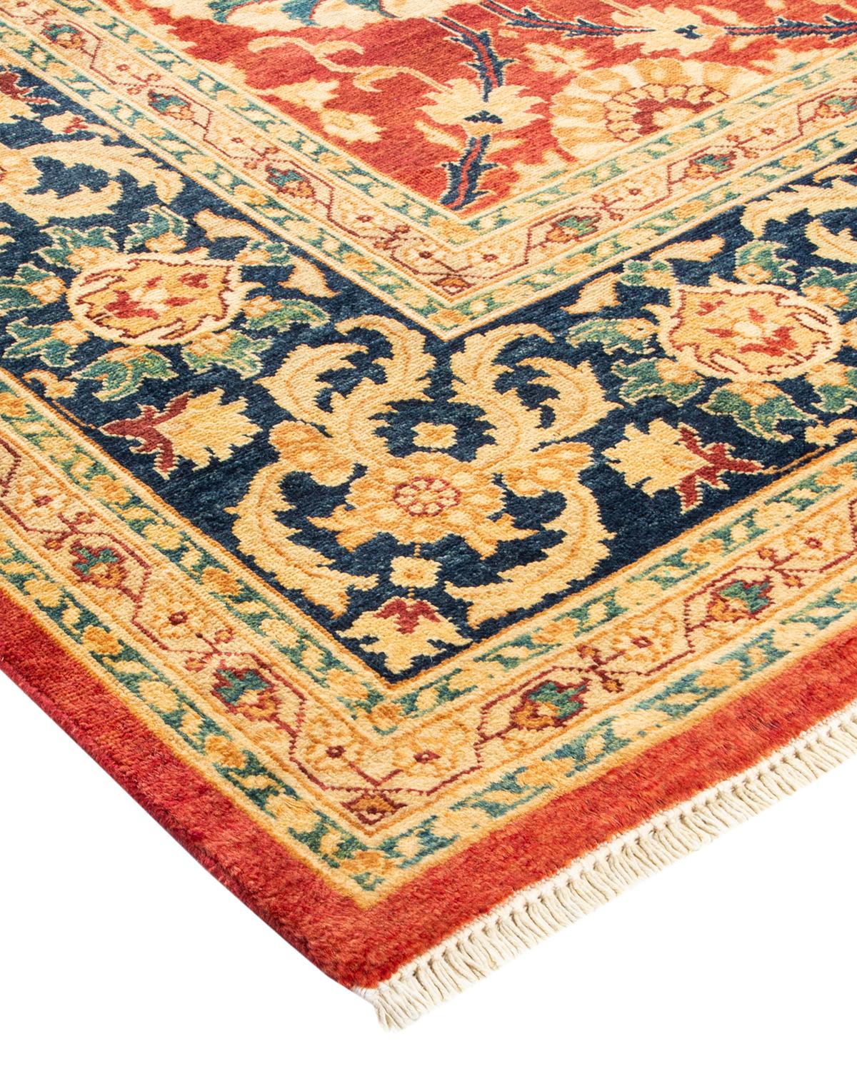 Tappeto contemporaneo eclettico arancione Hand Made unico nel suo genere in vendita 1