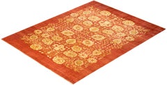 One-of-a-kind Hand Made Contemporary Eclectic Orange Area Rug