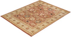 One-of-a-Kind Hand Made Contemporary Eclectic Orange Area Rug