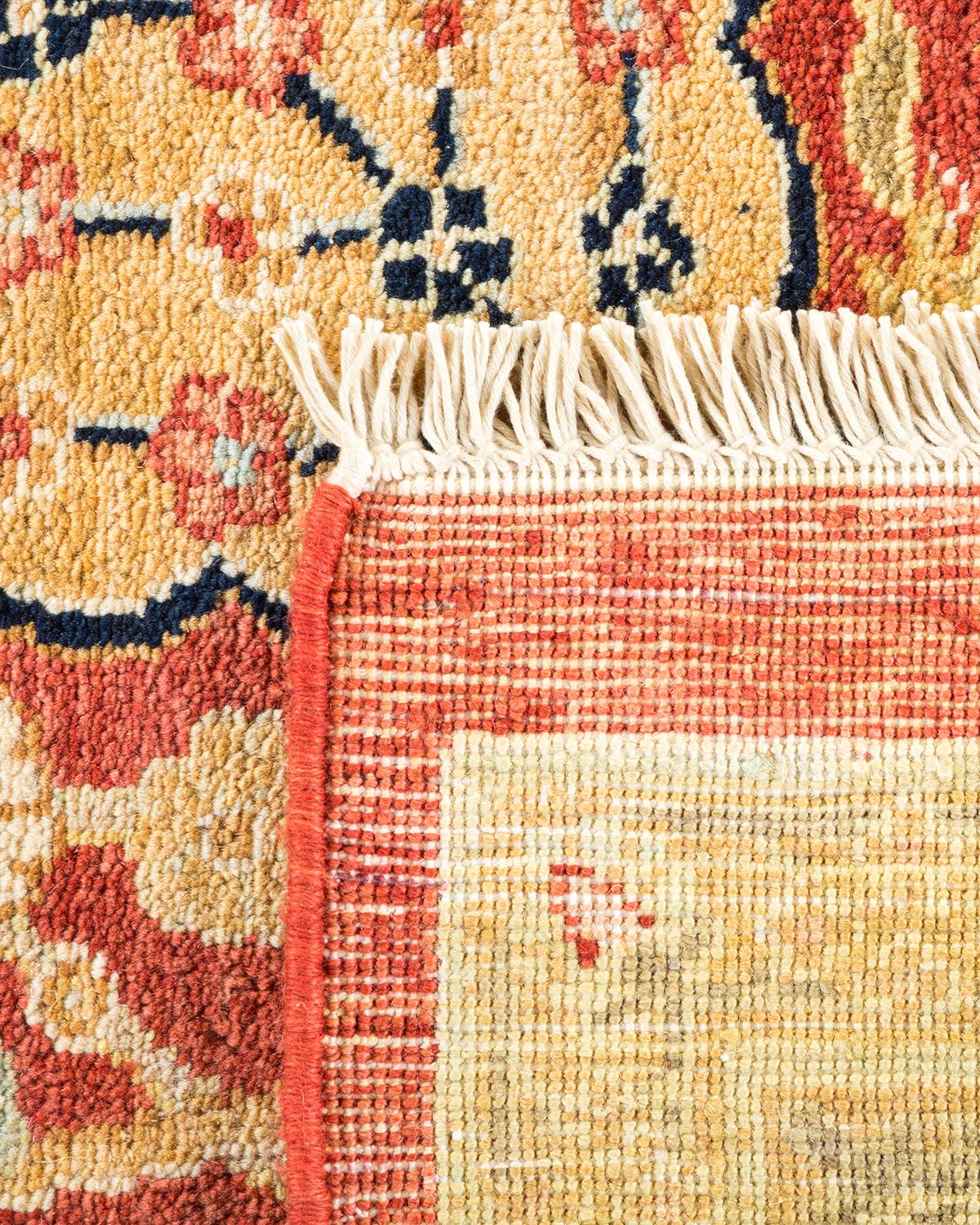 Hand-Knotted One-of-a-Kind Hand Made Contemporary Eclectic Orange Area Rug For Sale