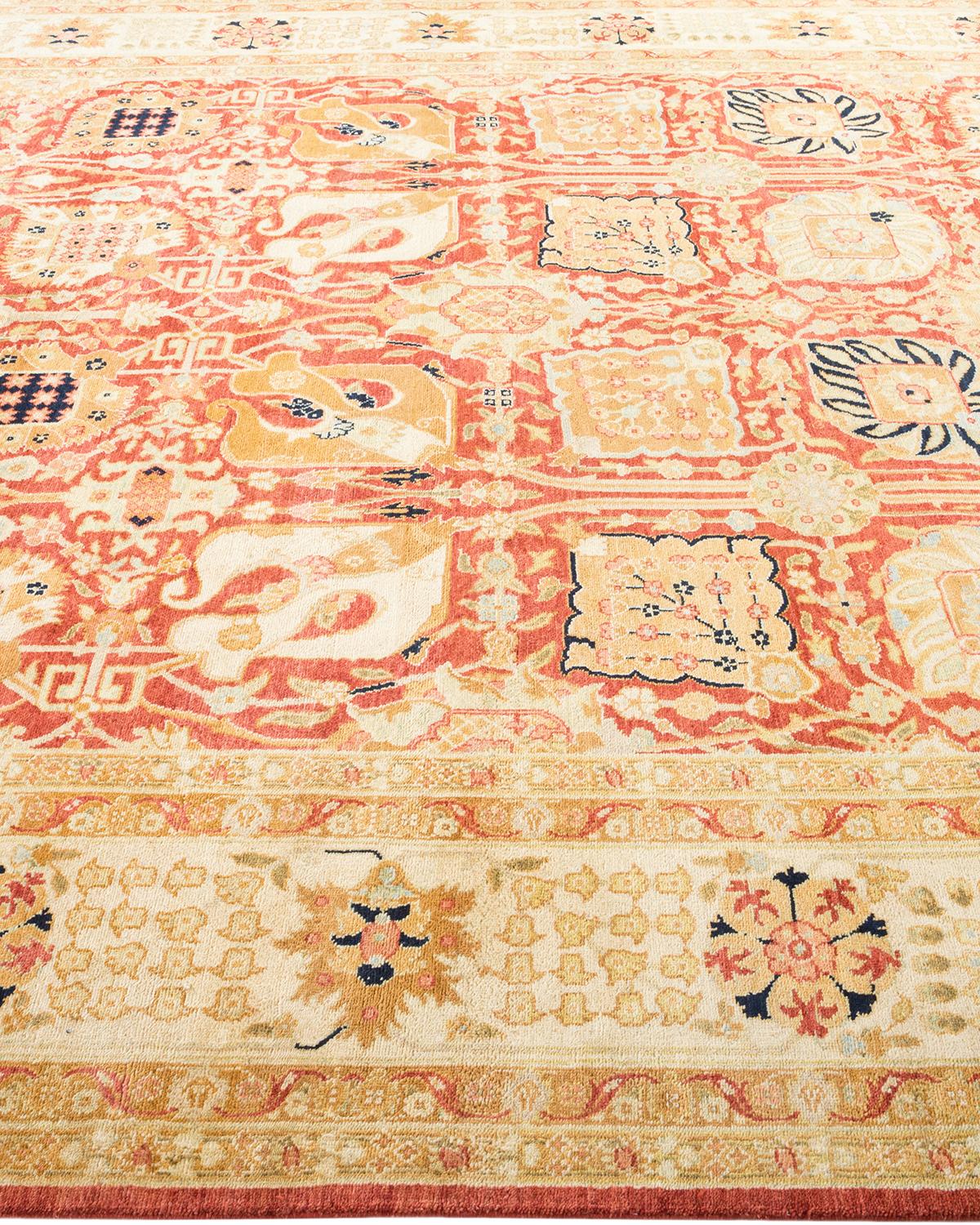 One-of-a-Kind Hand Made Contemporary Eclectic Orange Area Rug In New Condition For Sale In Norwalk, CT