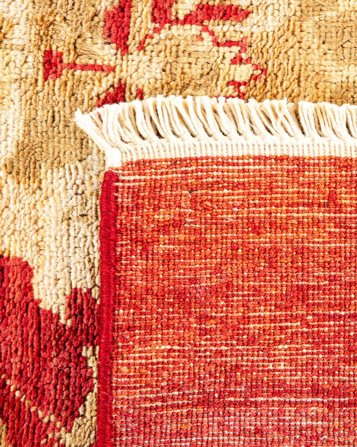 Hand-Knotted One-Of-A-Kind Hand Made Contemporary Eclectic Orange Area Rugs For Sale