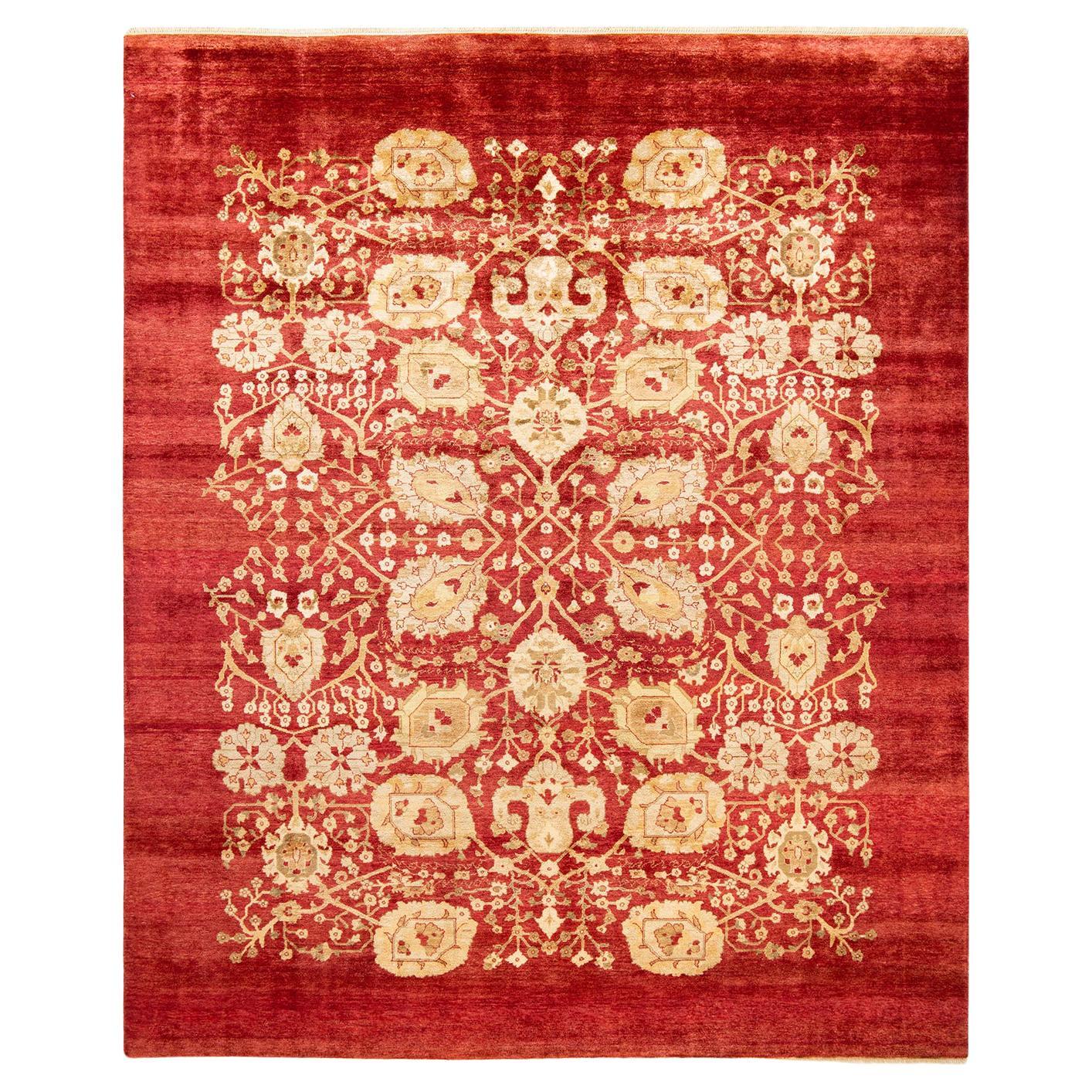 One-Of-A-Kind Hand Made Contemporary Eclectic Orange Area Rugs