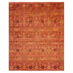 One-of-a-Kind Hand Made Contemporary Eclectic Orange Area Rug