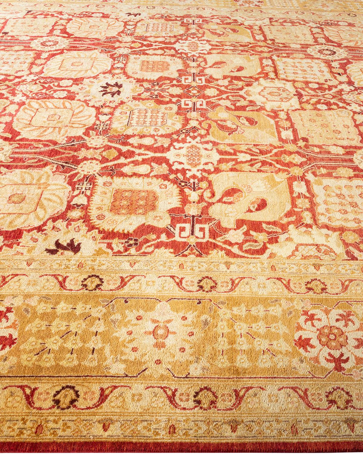 Tapis orange contemporain éclectique fait à la main, unique en son genre Neuf - En vente à Norwalk, CT