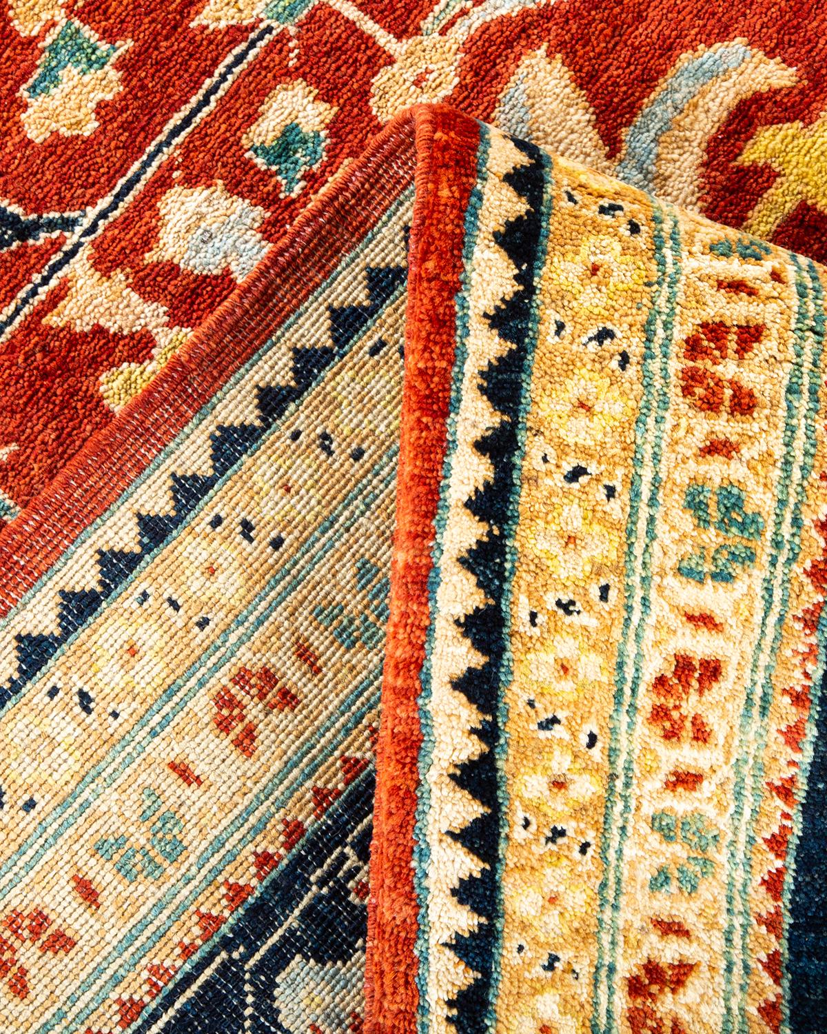 Pakistano Tappeto contemporaneo eclettico arancione, unico nel suo genere, Hand Made in vendita