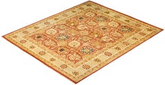 One-Of-A-Kind Hand Made Contemporary Eclectic Orange Area Rug