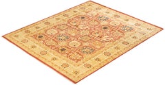 One-Of-A-Kind Hand Made Contemporary Eclectic Orange Area Rug