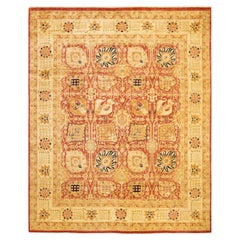 One-Of-A-Kind Hand Made Contemporary Eclectic Orange Area Rug
