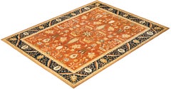 One-of-a-kind Hand Made Contemporary Eclectic Orange Area Rug