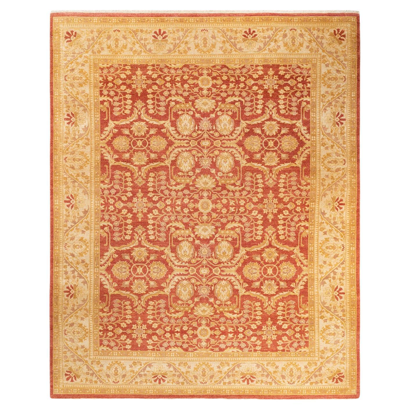 One-of-a-kind Hand Made Contemporary Eclectic Orange Area Rug