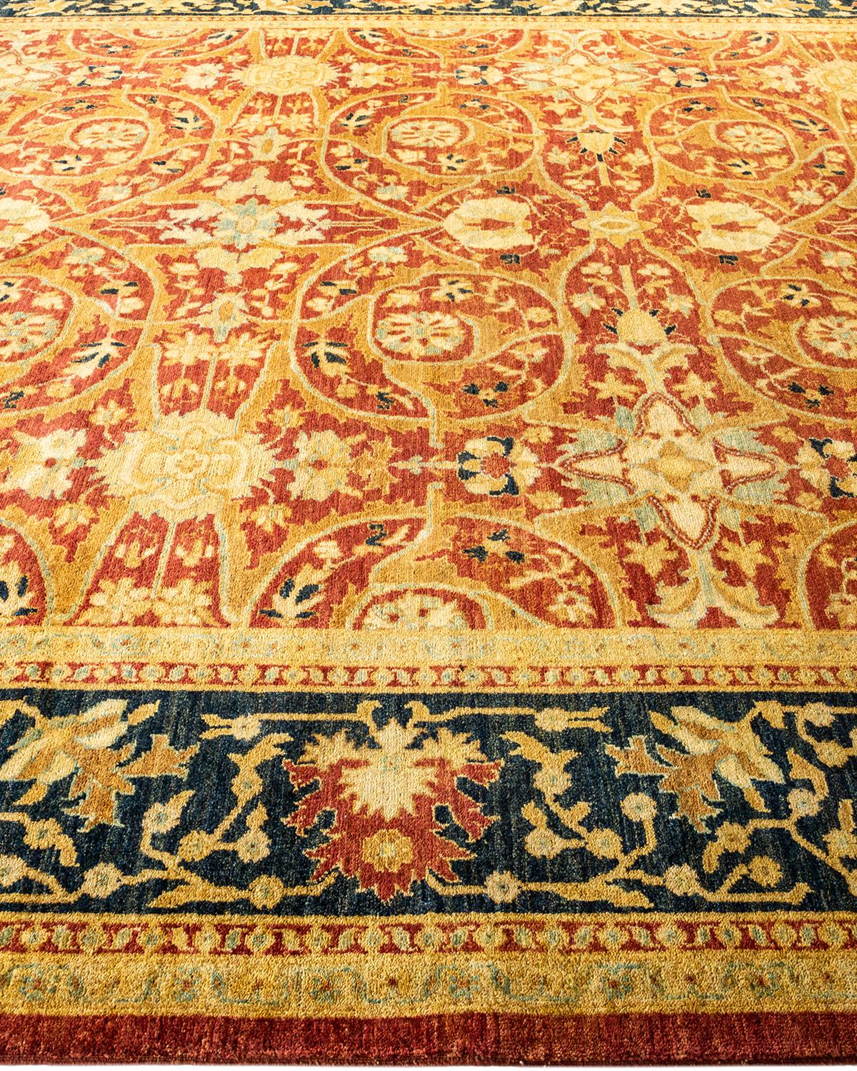 One-Of-A-Kind Hand Made Contemporary Eclectic Orange Area Rug In New Condition For Sale In Norwalk, CT