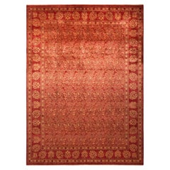 One-of-a-Kind Hand Made Contemporary Eclectic Orange Area Rug