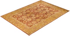 One-Of-A-Kind Hand Made Contemporary Eclectic Orange Area Rug