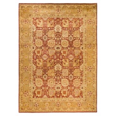 One-Of-A-Kind Hand Made Contemporary Eclectic Orange Area Rug
