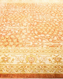 One-of-a-Kind Hand Made Contemporary Eclectic Orange Area Rug
